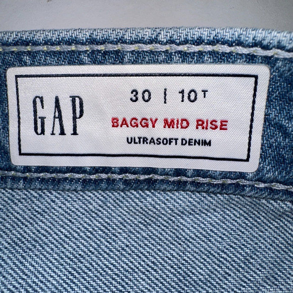 GAP Jeans Womens 30 10 Tall Baggy Mid Rise Ultrasoft Wide Leg Light Wash See Pic - Picture 8 of 15